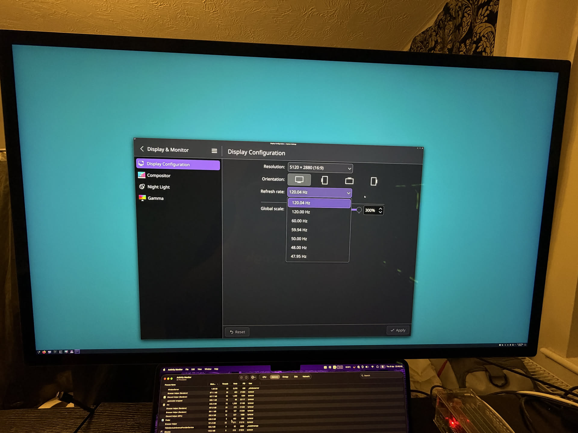 Studio Display XDR running at 5K 120 Hz on Linux